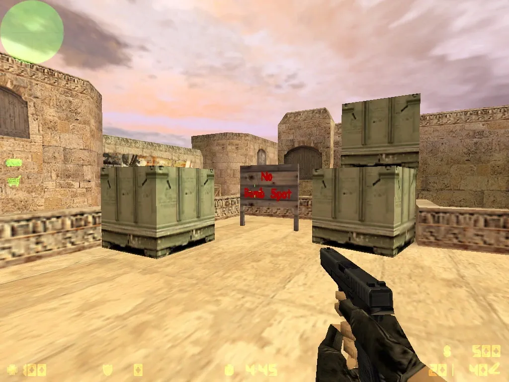 Скриншот  Карта de_dust11 для CS 1.6: тактики за террористов и спецназ, .nav для ботов, оптимизация wpoly/epoly