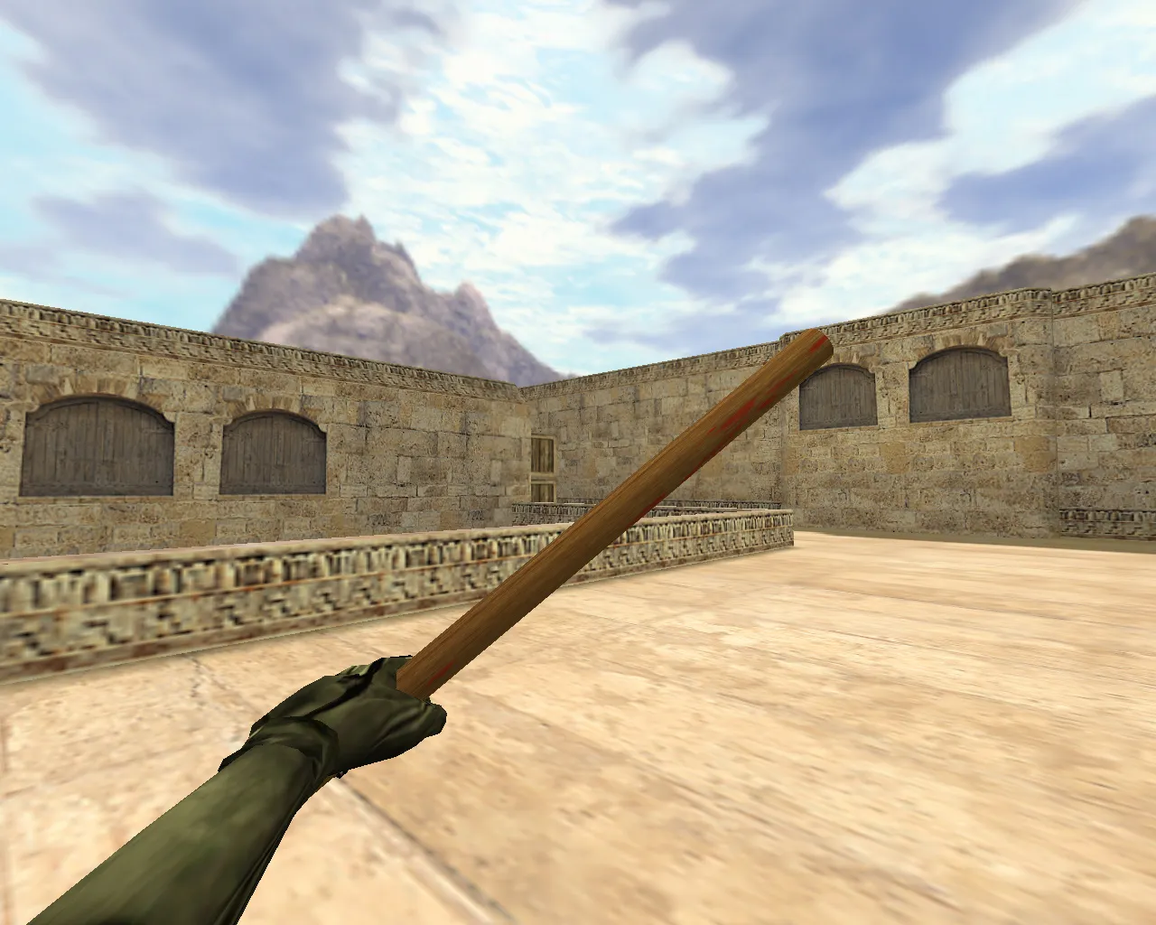 Скриншот Модель ножа «Деревянная боевая палка» для CS 1.6: v_, p_, w_, звуки, анимация осмотра и текстуры