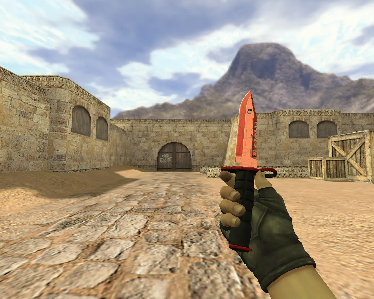 Скриншот v_нож штык-нож М9 «Кровавая паутина» — p_ и w_ модели, анимация осмотра, звук в CS 1.6