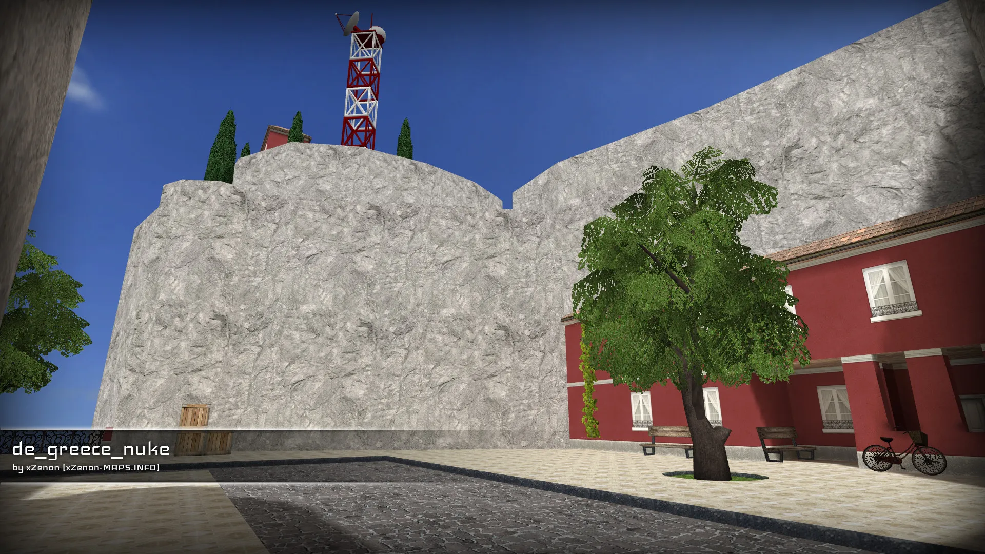 Скриншот  Карта de_greece_nuke_b3 для CS 1.6: точки, маршруты, .nav для ботов и оптимизация wpoly/epoly