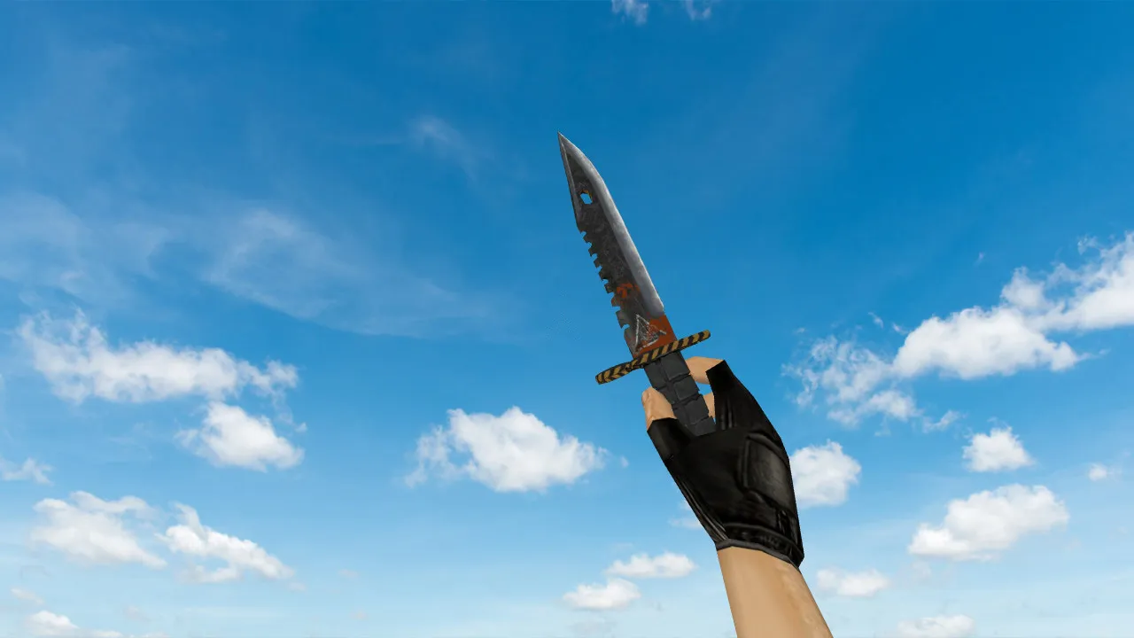 Скриншот Модель ножа Штык-нож M9 “Machinery” v_knife_p для CS 1.6: звуки, анимация осмотра и качество текстур