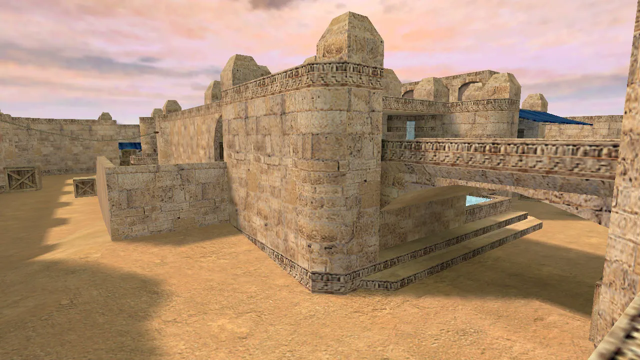 Скриншот Карта de_baxdust для CS 1.6: тактика за Т и КТ, точки контроля, .nav и оптимизация wpoly/epoly