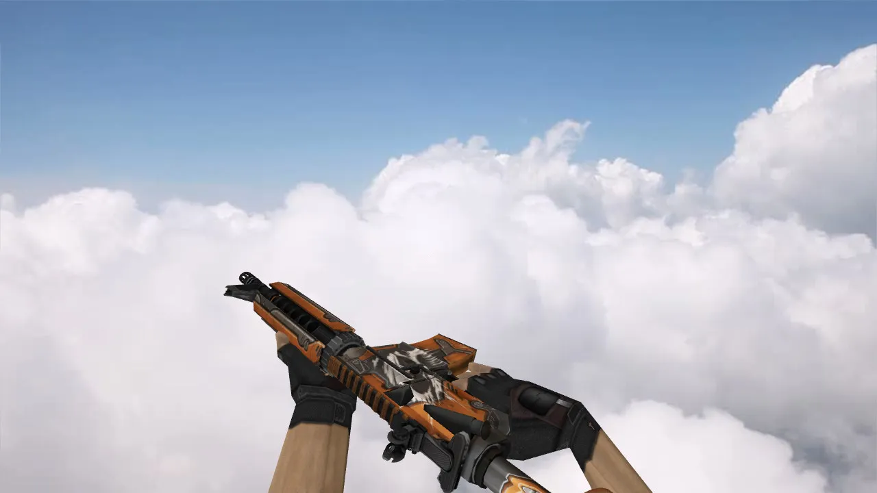 Скриншот Модель M4A4 War Orange v_m4a1 w_m4a4 p_m4a4 для CS 1.6: звуки, анимация осмотра, качество текстур