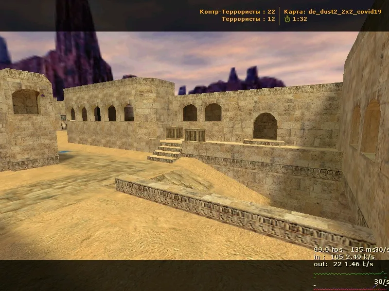 Скриншот  de_dust2_2x2_covid19 для CS 1.6 — тактика, точки, .nav для ботов и оптимизация карты