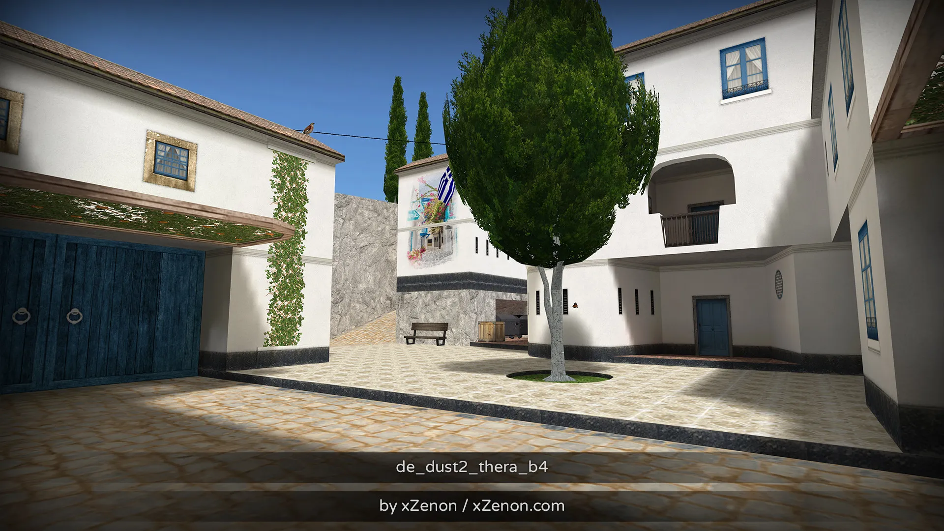 Скриншот  Карта de_dust2_thera_b3 для CS 1.6: тактика за CT и T, точки, маршруты, боты (.nav), оптимизация