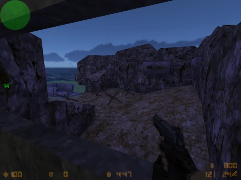 Скриншот de_beach2k для CS 1.6: карта с точками под бомбплей, .nav для ботов, оптимизация и баланс сторон