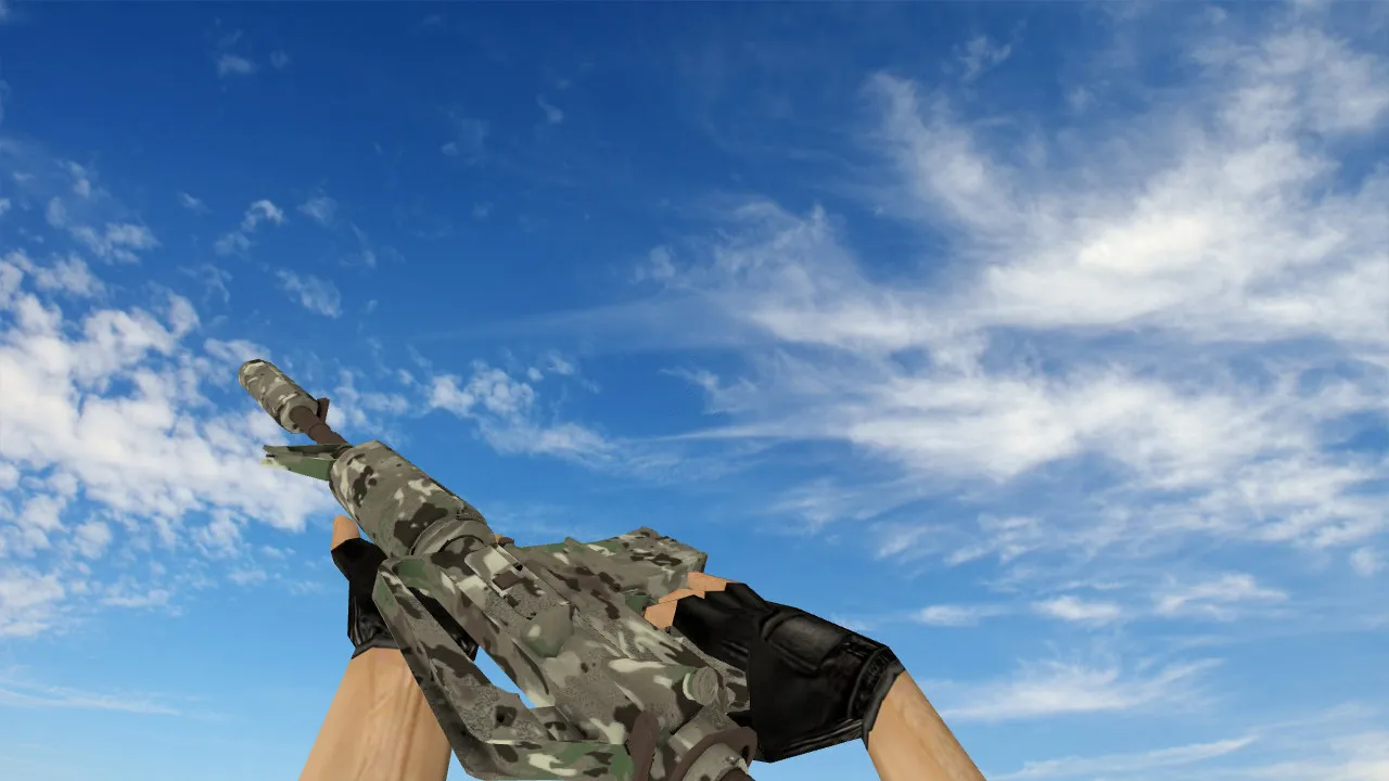 Скриншот v_m4a1 «Смешанный камуфляж» модель для CS 1.6: текстуры, звук, анимация осмотра и настройка оружия