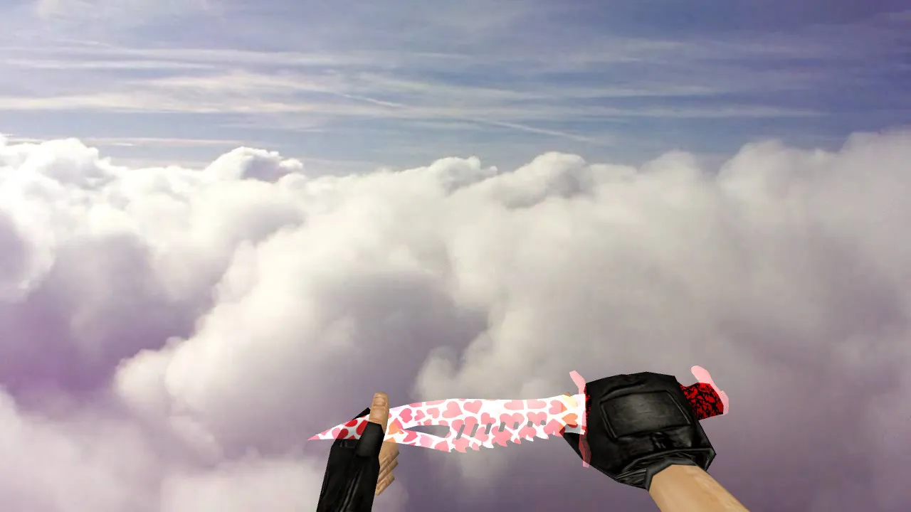 Скриншот Модель ножа «Nautilus Transparent Hearts» для CS 1.6: v_, p_, w_ файлы, звук, анимация осмотра и текстуры