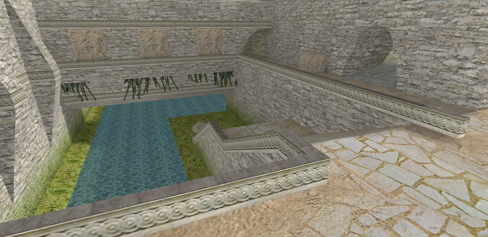 Скриншот  de_aztec2003 для CS 1.6: тактика на А/Б, точки, боты (.nav), оптимизация wpoly/epoly