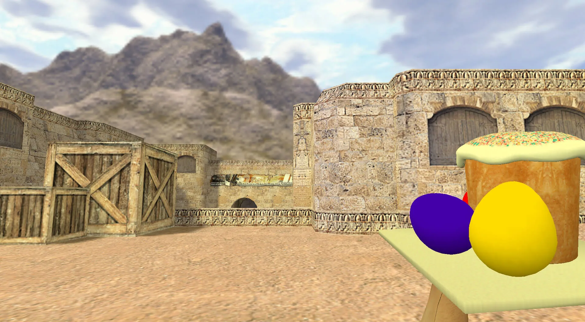 Скриншот Модель v_grenade «Граната Пасхальные лакомства» для CS 1.6: звуки, осмотр, текстуры и настройка без риска