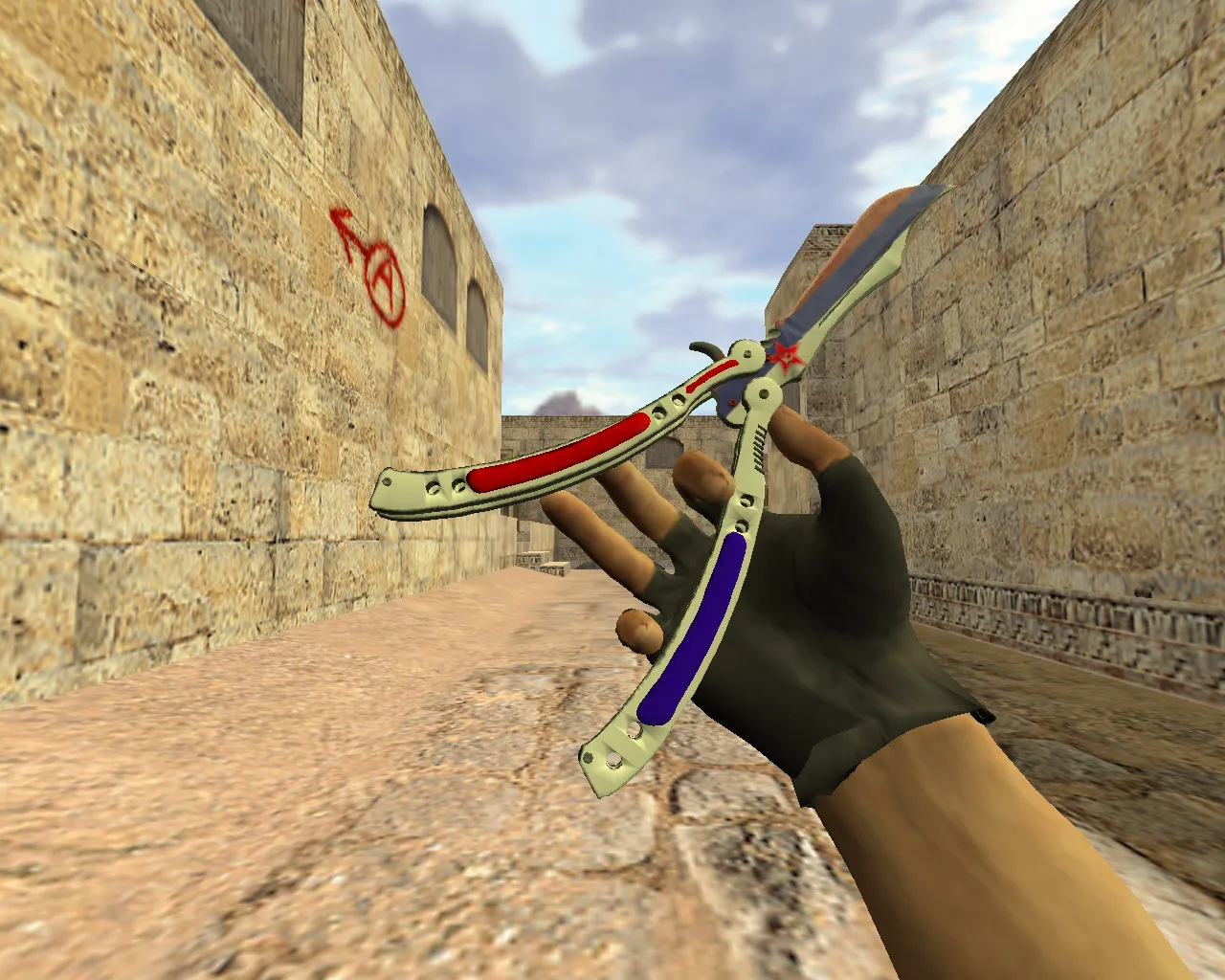 Скриншот Модель «Нож-бабочка Россия» v_ knife для CS 1.6: p_ w_ модели, звуки и анимация осмотра