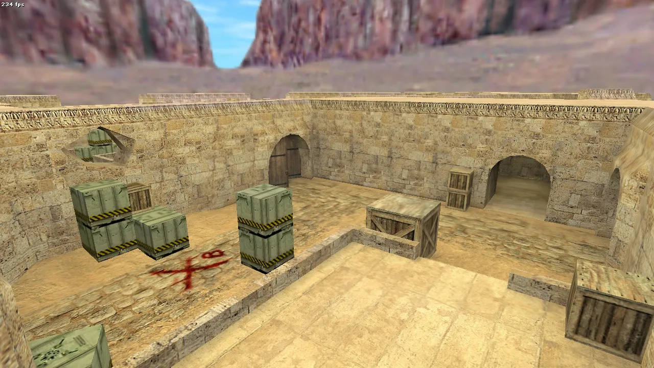 Скриншот Карта de_dust2_remix2020 для CS 1.6: тактика, баланс сторон, .nav и оптимизация wpoly/epoly