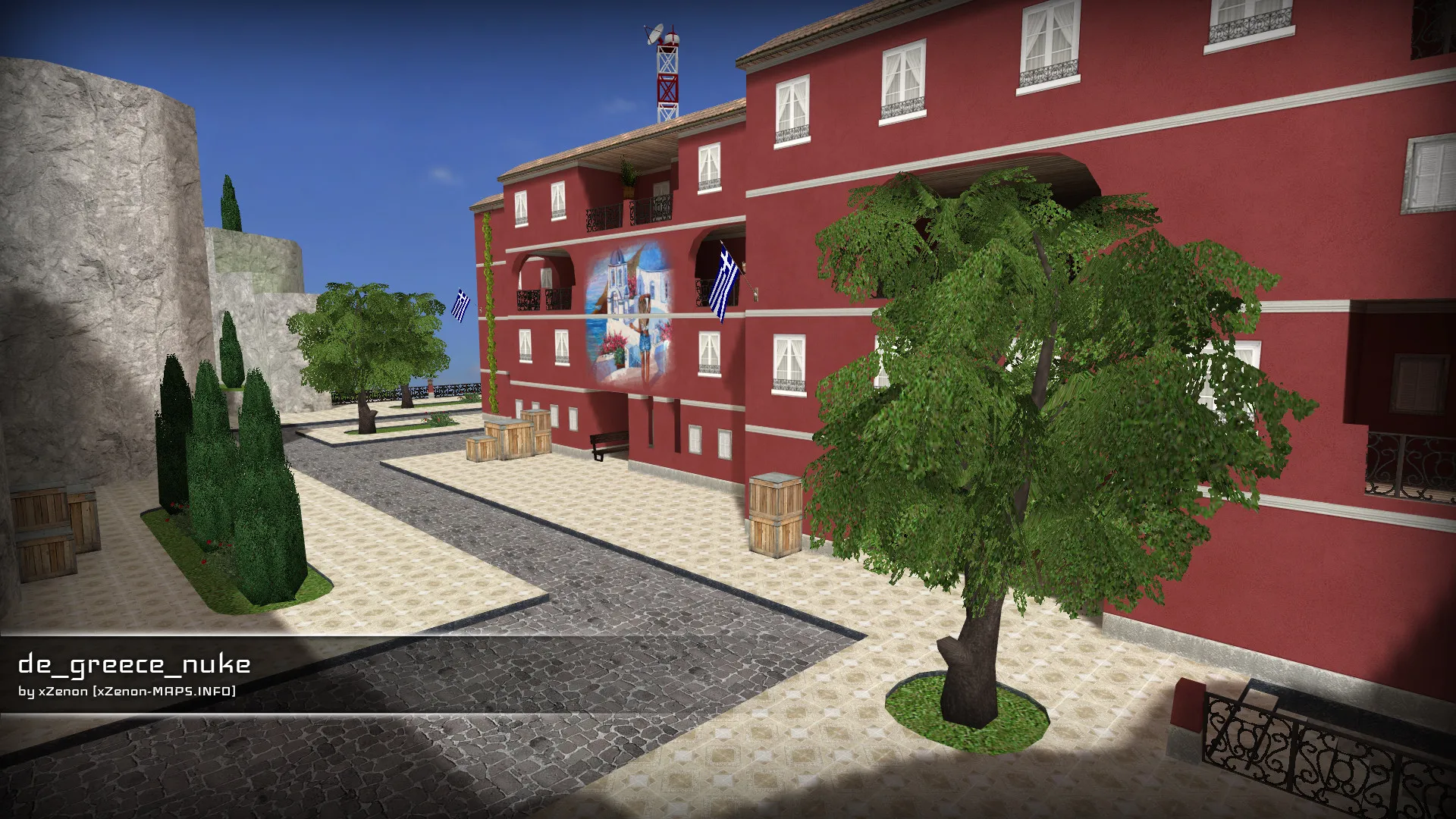 Скриншот  Карта de_greece_nuke_b3 для CS 1.6: точки, маршруты, .nav для ботов и оптимизация wpoly/epoly