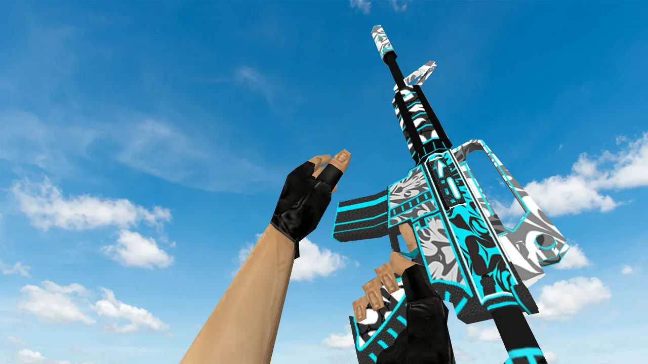 Скриншот Модель Default M4A1 «Снежный вихрь» для CS 1.6: v_ и p_ модели, звуки, анимация осмотра