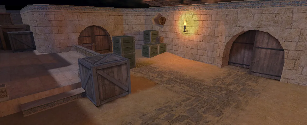 Скриншот  de_dust2_night_br карта для CS 1.6: ночной билд, баланс сторон, точки и .nav, оптимизация wpoly/epoly