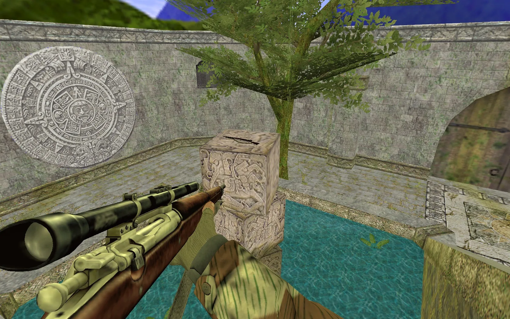 Скриншот Карта de_aim_aztec для CS 1.6: спавны, точки, навигация .nav и оптимизация wpoly/epoly