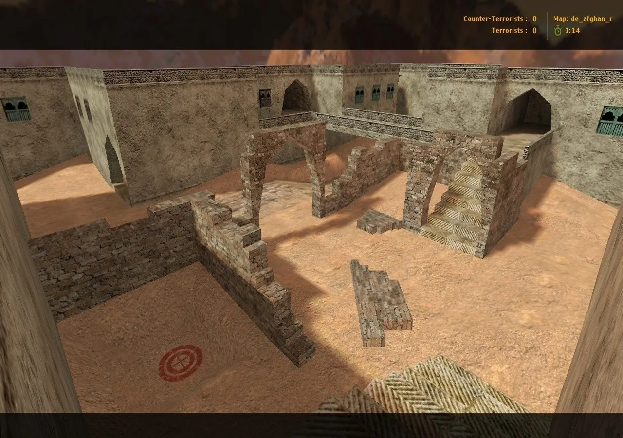 Скриншот Карта de_afghan_r для CS 1.6: баланс сторон, точки, .nav для ботов и оптимизация wpoly/epoly