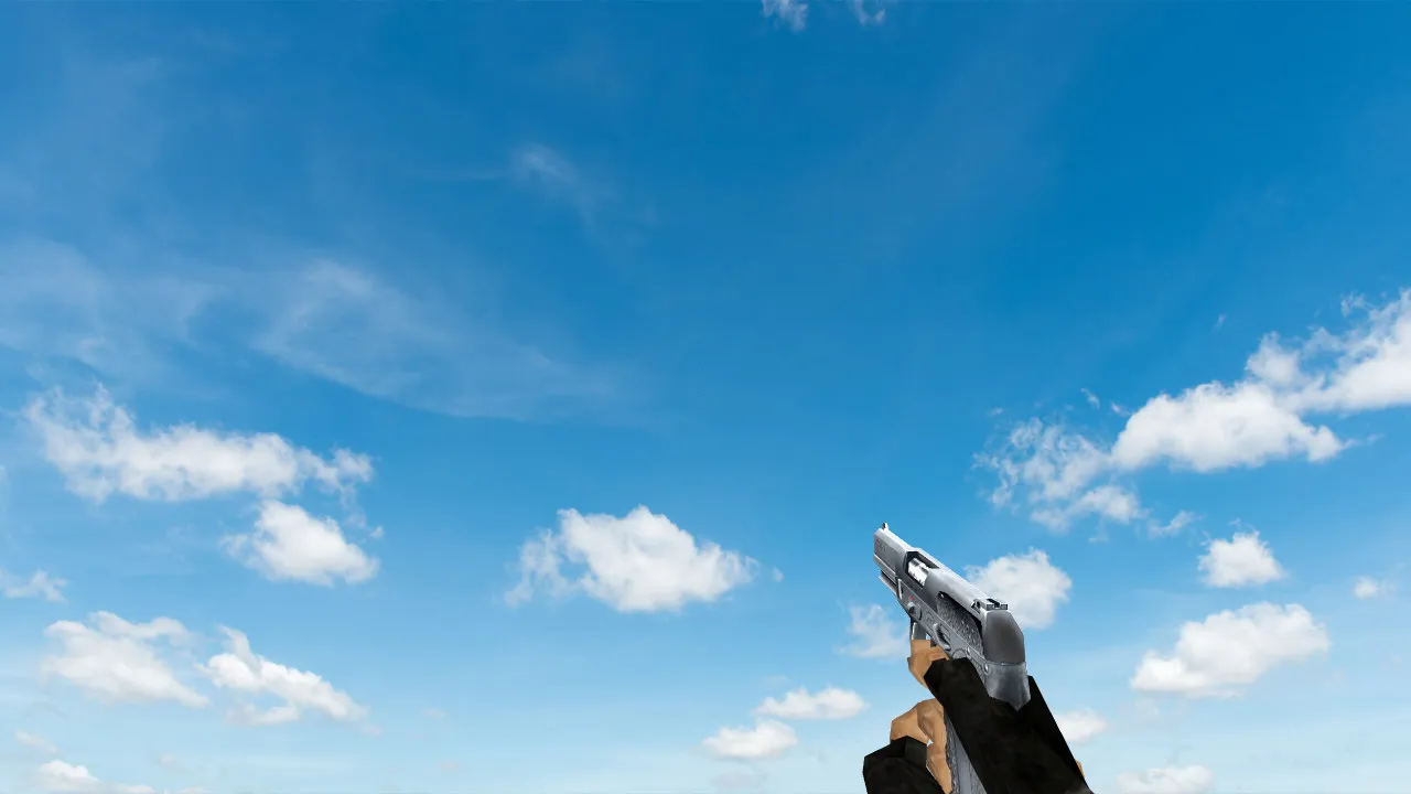 Скриншот  Пак моделей оружия «Default Weapons Chromed» для CS 1.6: v_, p_, w_ модели, звуки, анимация осмотра и текстуры