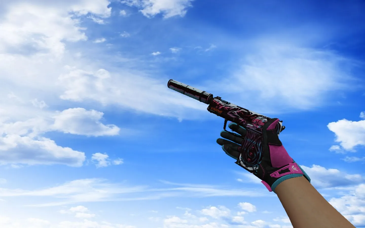 Скриншот  Пак «Спортивные перчатки Порок» для CS 1.6: v_ p_ w_ модели, розовый сет, ножи и перчатки, звуки и анимации осмотра