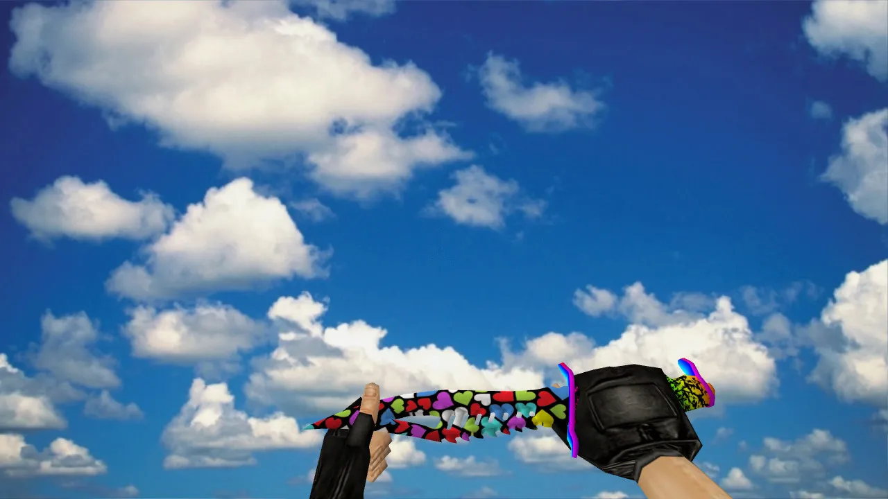 Скриншот Модель ножа «Nautilus Multi Hearts» v_knife для CS 1.6: звуки, анимация осмотра, качество текстур