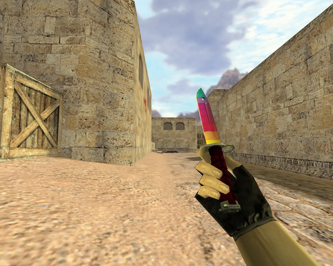 Скриншот Модель «Штык-нож Радуга» v_knife p_knife w_knife для CS 1.6: звуки, анимация осмотра, качество текстур