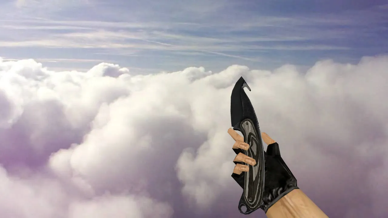 Скриншот Модель ножа с лезвием-крюком «Черный глянец» v_, p_, w_ для CS 1.6: звуки, анимация осмотра, текстуры