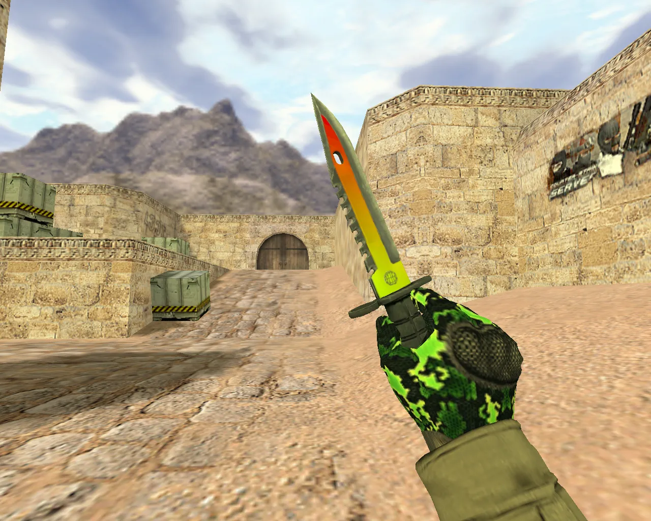 Скриншот Модель v_knife M9 «Неоновый свет» для CS 1.6: звук, анимация осмотра и качество текстур