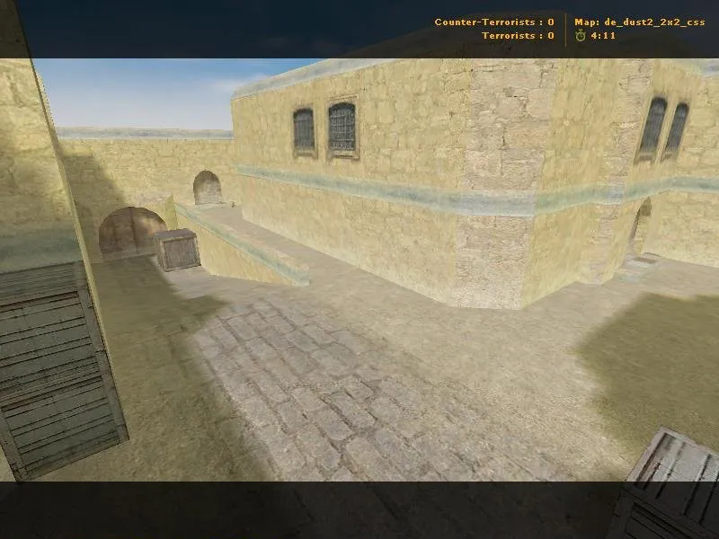 Скриншот  de_dust2_2x2_css карта для CS 1.6: точки, маршруты, боты (.nav) и оптимизация wpoly/epoly