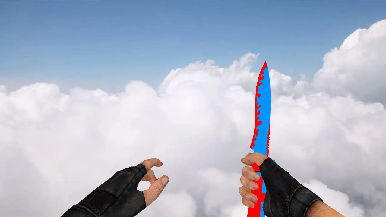 Скриншот Модель «Knife Red and Blue» для CS 1.6: v_, p_, w_ файлы, звуки и анимация осмотра