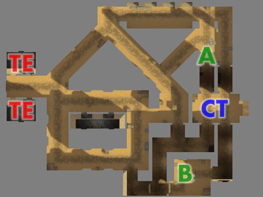 Скриншот  Карта de_fac_sandy_pro для CS 1.6: баланс сторон, точки, .nav для ботов и оптимизация wpoly/epoly