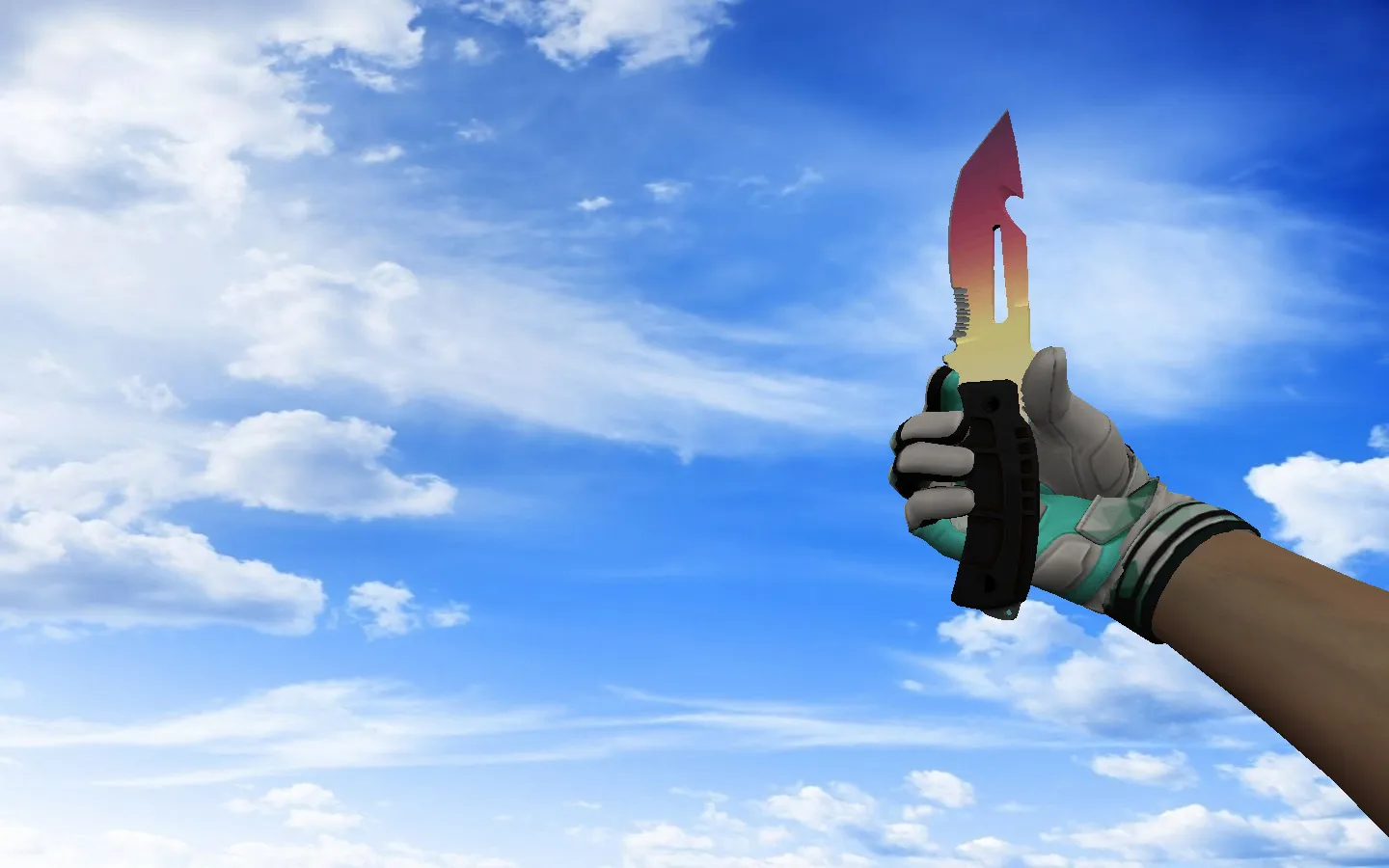 Скриншот Модель «☆ Нож выживания | Градиент» v_ и p_ для CS 1.6: звуки, анимация осмотра и качество текстур