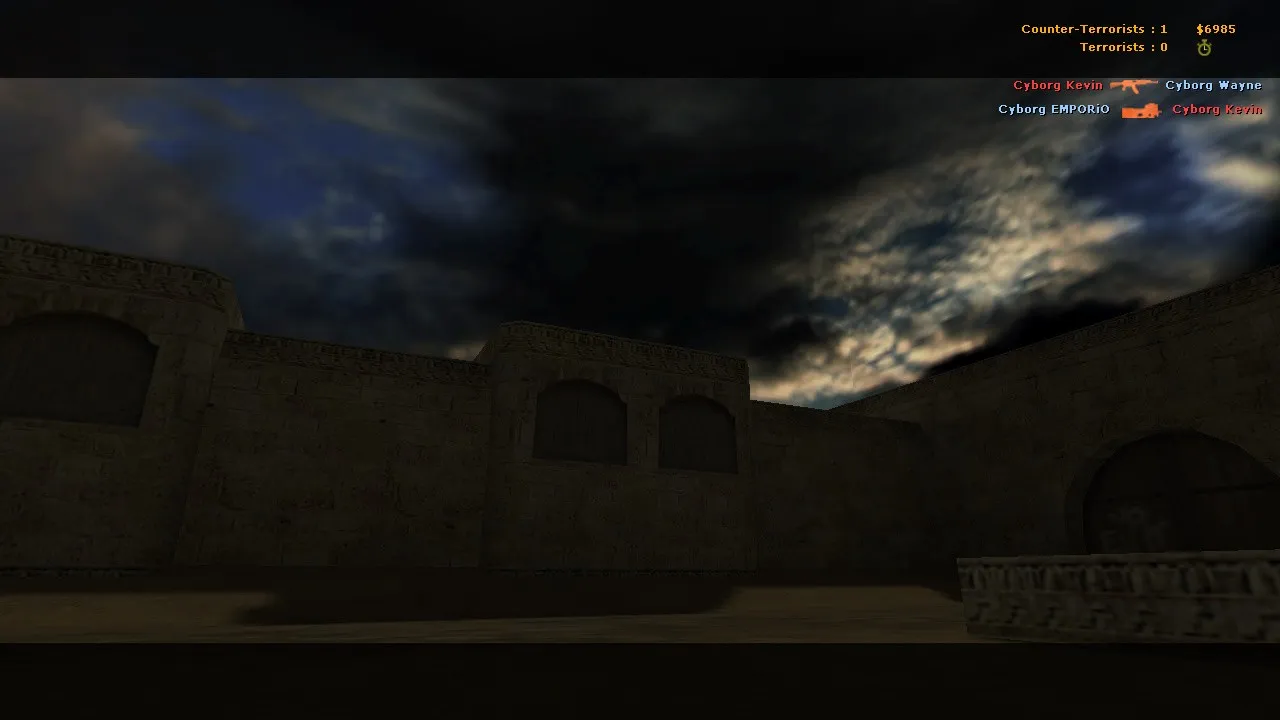 Скриншот  Карта de_dust2_nightfall для CS 1.6: ночной Dust2, точки, маршруты, .nav и оптимизация