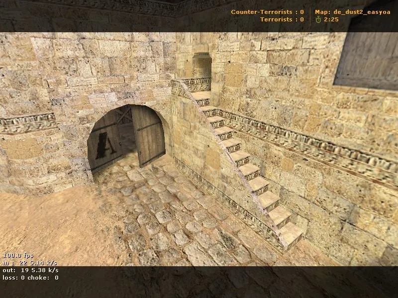 Скриншот  de_dust2_easyoa — DE карта для CS 1.6: точки, маршруты, .nav, оптимизация и боты