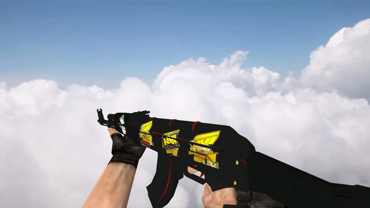 Скриншот v_ak47 «Красная линия» с наклейками для CS 1.6: p_ и w_ модели, анимация осмотра, звуки и текстуры