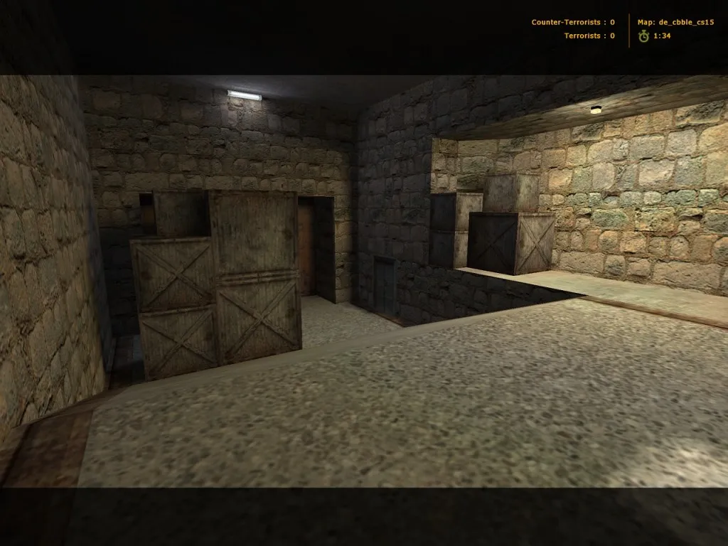 Скриншот de_cbble_cs15 для CS 1.6: карта De_Cbble, точки для Т и CT, оптимизация и .nav для ботов