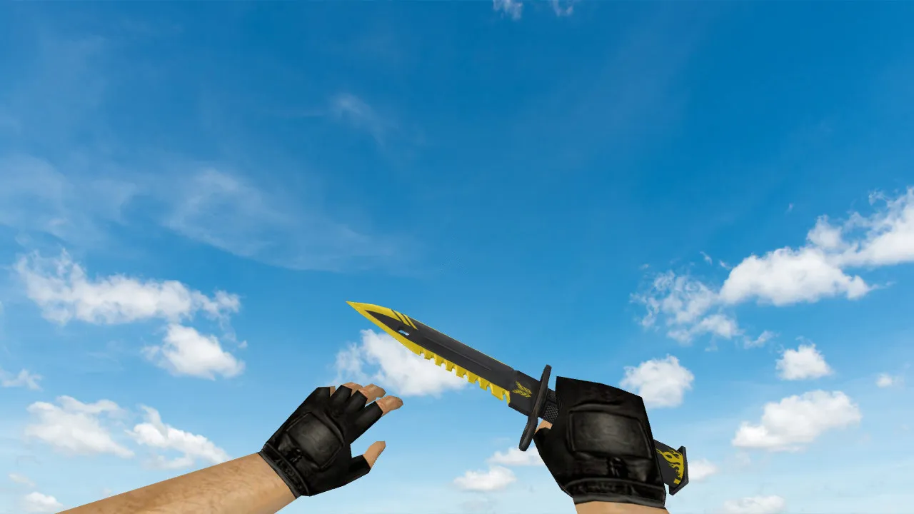 Скриншот Модель ножа «M9 Bayonet Flame Tester» для CS 1.6: v_m9bayonet, p_m9bayonet, w_m9bayonet, анимация осмотра и звуки