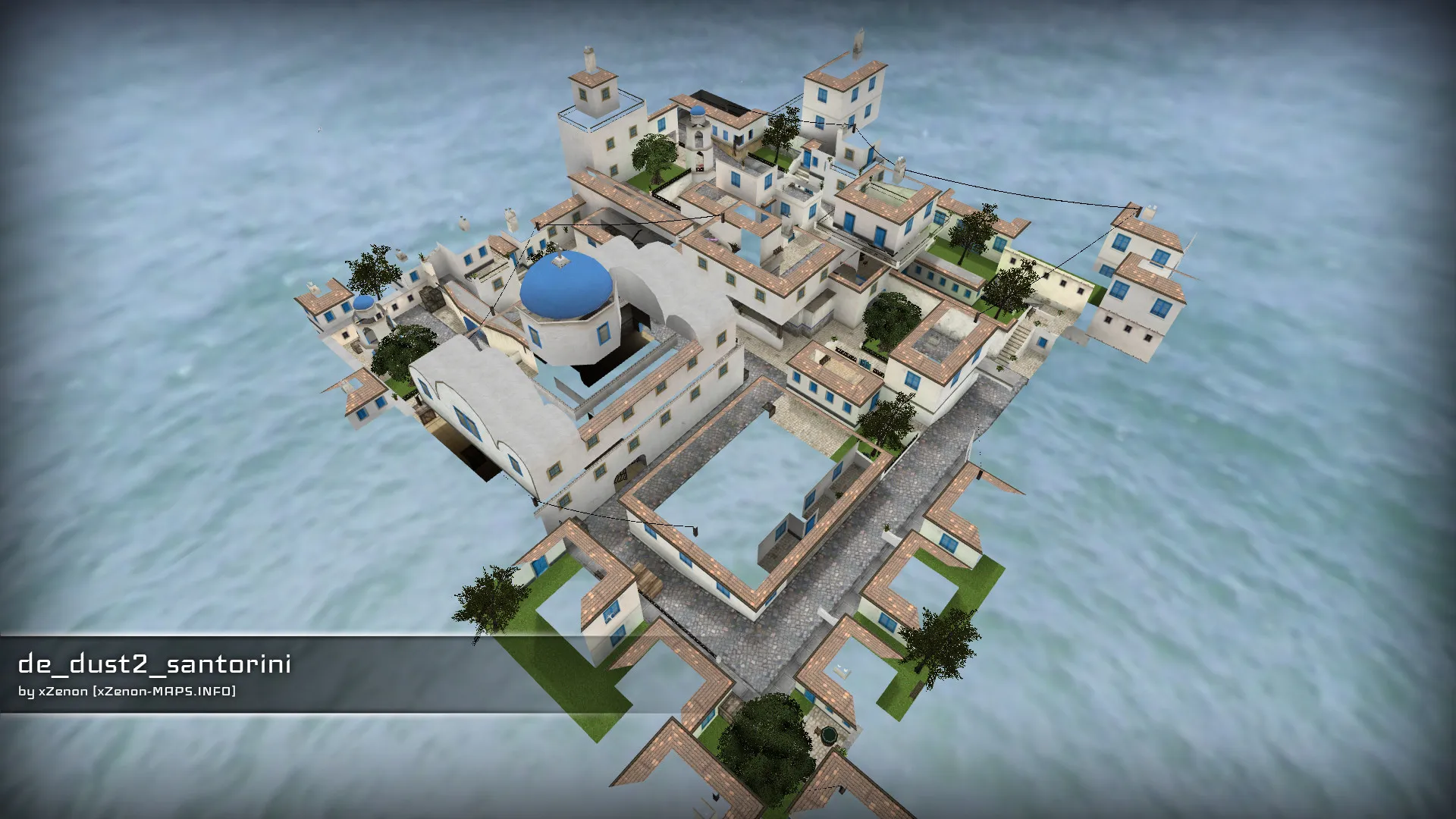 Скриншот de_dust2_santorini_b2 — DE карта для CS 1.6: точки, маршруты, .nav и оптимизация wpoly/epoly