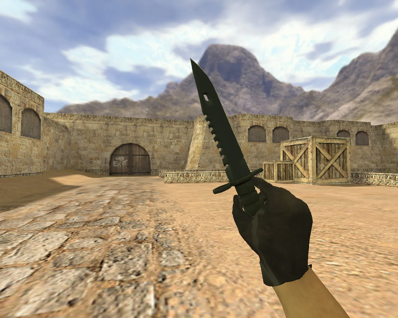 Скриншот Модель ножа «Штык-нож М9 Ночь» v_ и p_ для CS 1.6: звуки, анимация осмотра, текстуры и качество