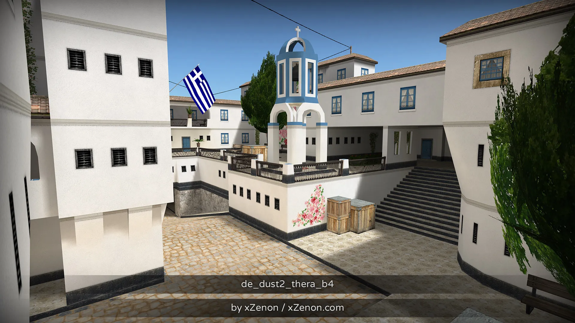 Скриншот  Карта de_dust2_thera_b3 для CS 1.6: тактика за CT и T, точки, маршруты, боты (.nav), оптимизация