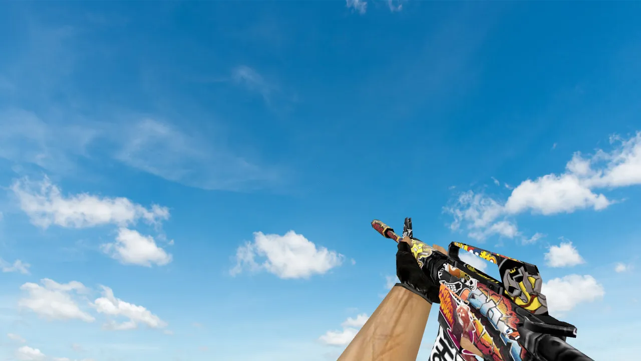 Скриншот Модель v_m4a1, p_m4a1, w_m4a1 «Default M4A1 Sticker» для CS 1.6: звуки, анимации осмотра и качественные текстуры