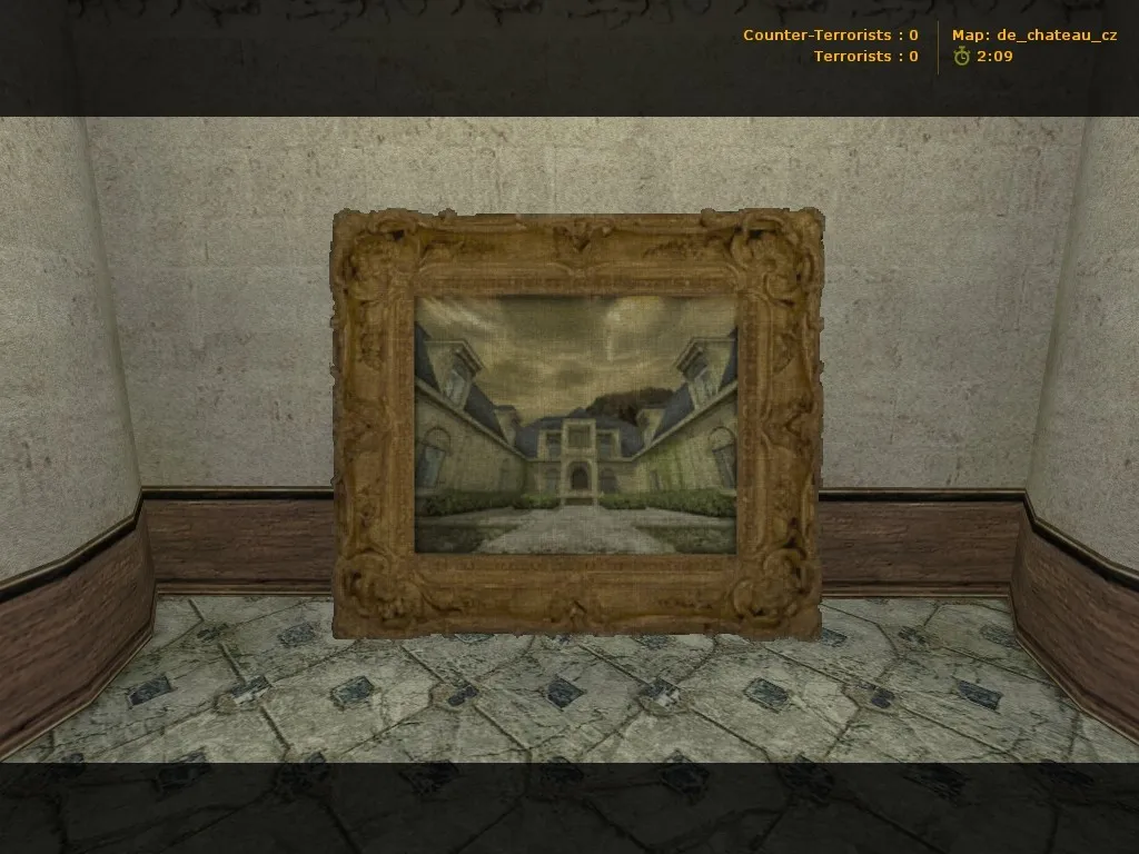 Скриншот  Карта de_chateau_cz для CS 1.6: баланс сторон, точки на Т и КТ, .nav для ботов, оптимизация wpoly/epoly