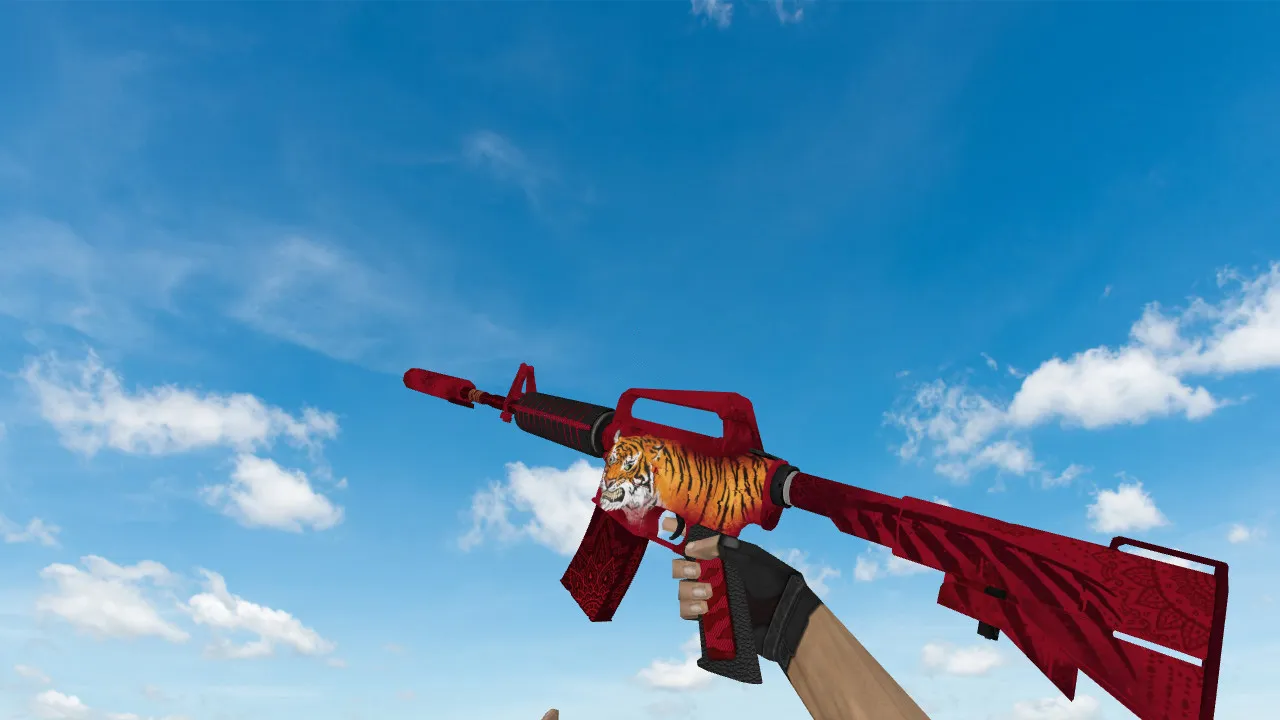 Скриншот Модель v_m4a1 Bengal Tiger для CS 1.6: p_, w_ варианты, анимация осмотра и звуки