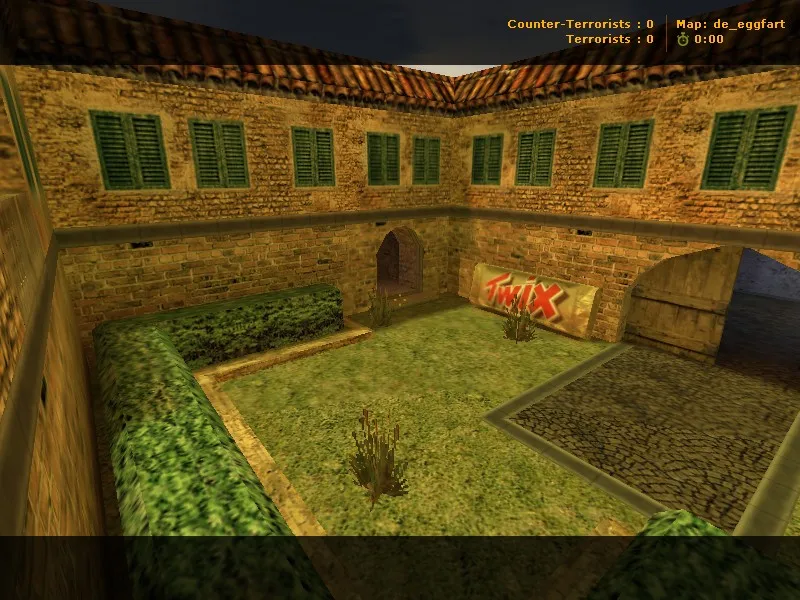 Скриншот  Карта de_eggfart для CS 1.6: баланс сторон, точки, .nav для ботов, оптимизация wpoly/epoly