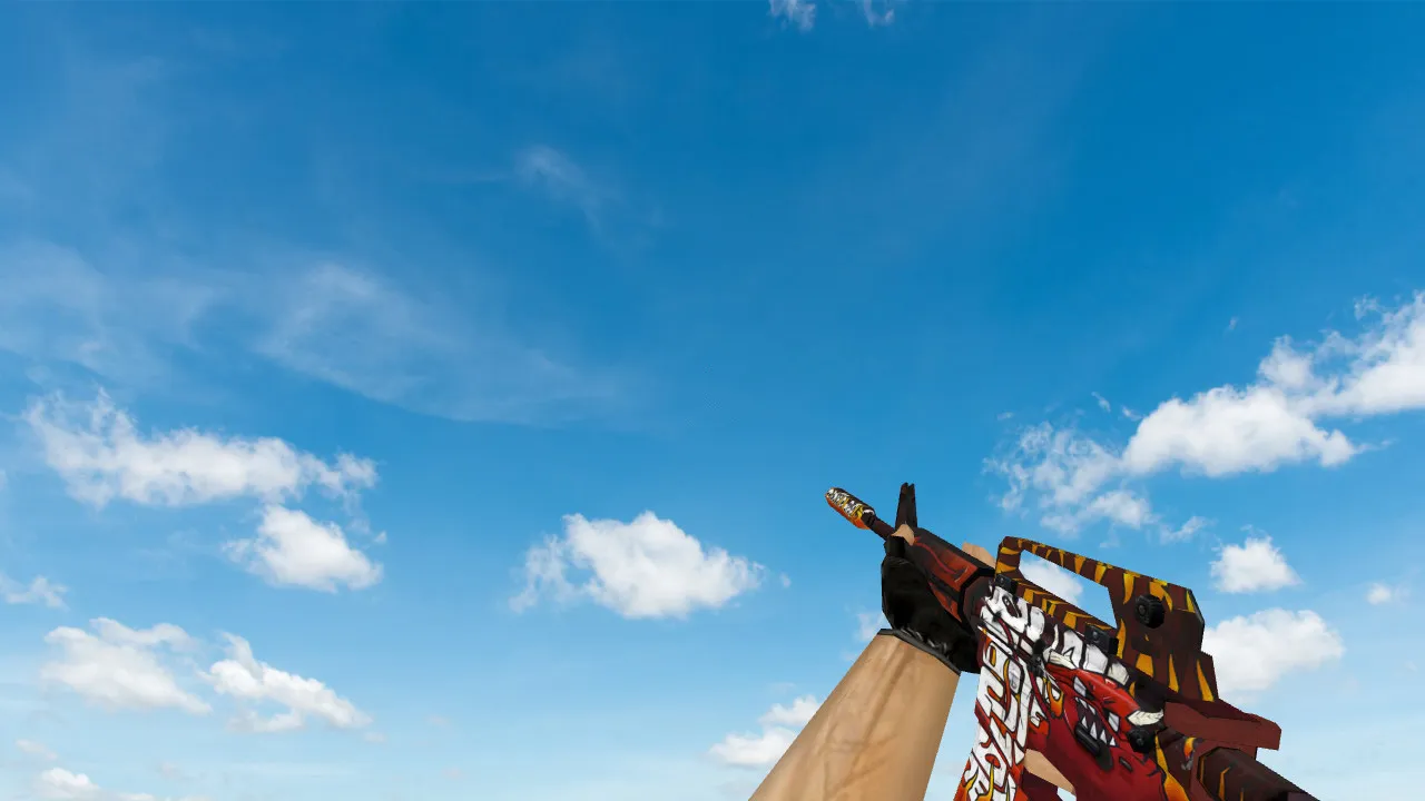 Скриншот Модель v_ / p_ / w_ M4A1 «Адское пламя» для CS 1.6: звуки, анимация осмотра, текстуры