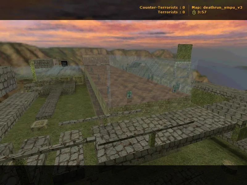 Скриншот  deathrun_ympu_v3 — карта Deathrun для CS 1.6: ловушки, раунды, точки за T и CT, .nav и оптимизация