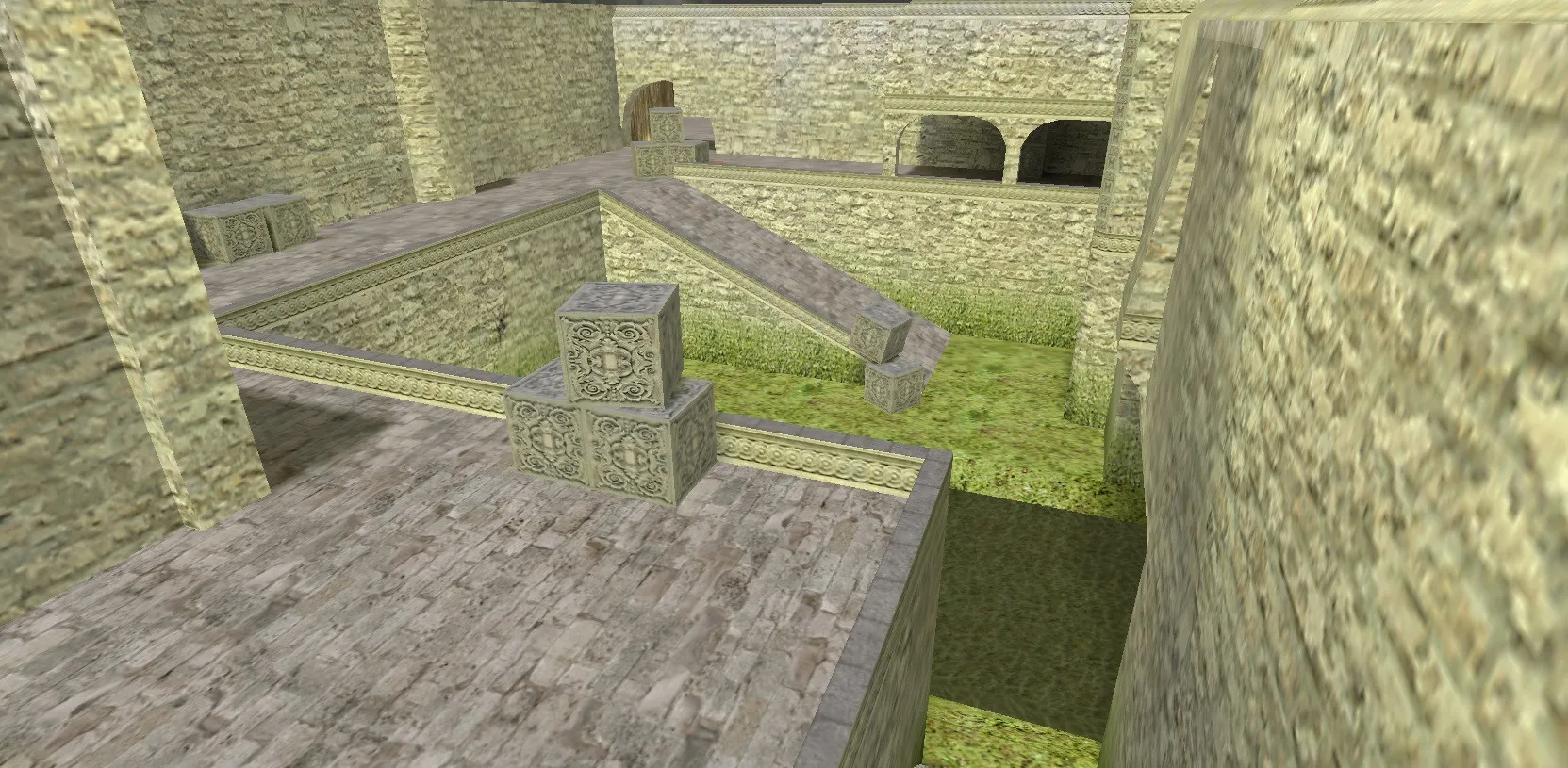 Скриншот  Карта de_aztecb для CS 1.6: баланс сторон, точки, .nav для ботов и оптимизация wpoly/epoly