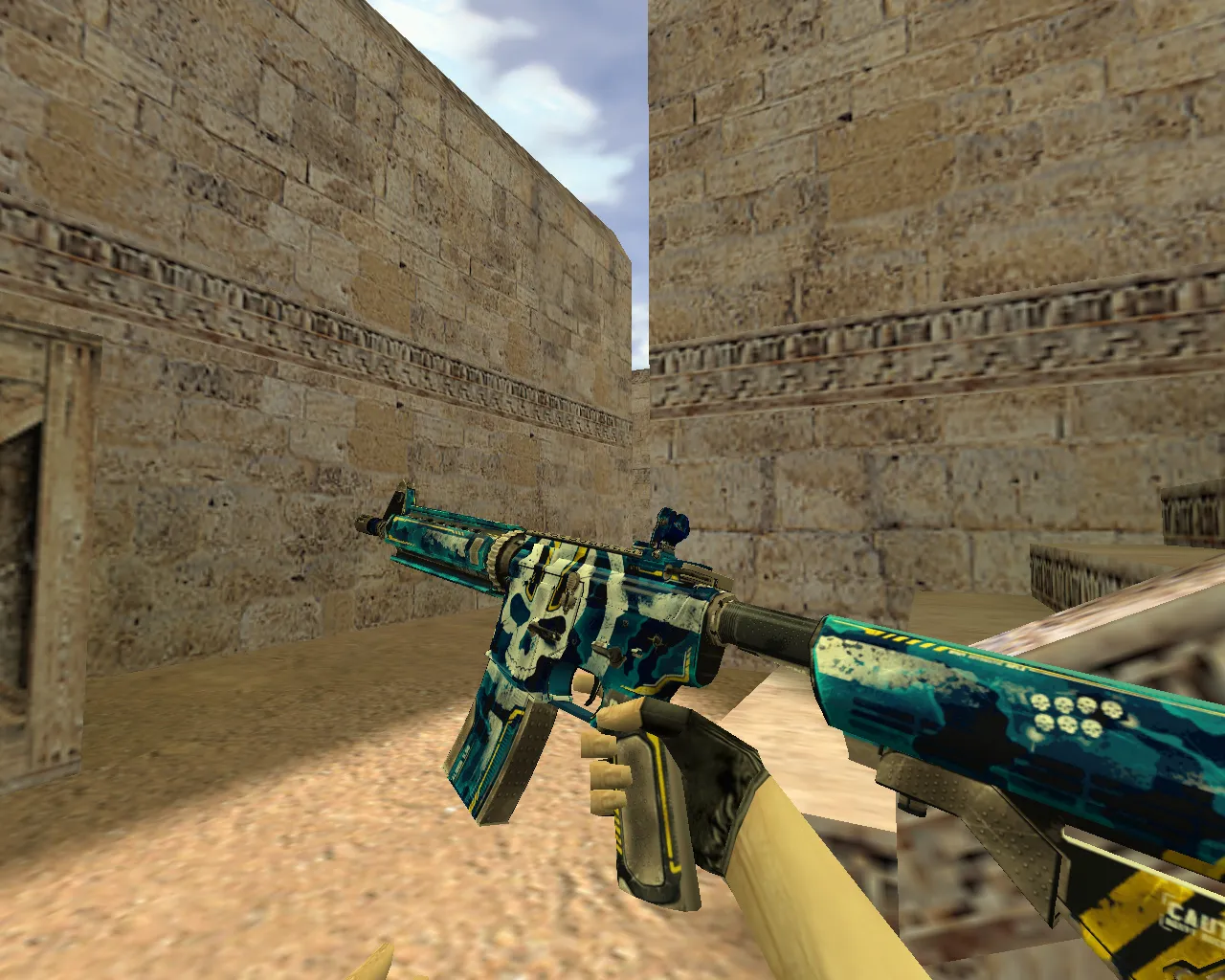 Скриншот Модель M4A4 «Ультрамариновый маньяк» v_ и p_ для CS 1.6: звуки, анимация осмотра, текстуры