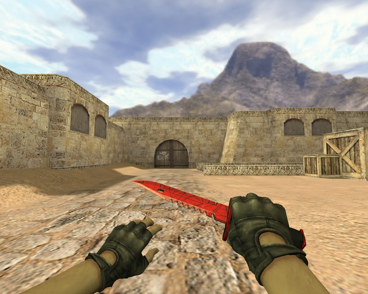 Скриншот v_нож штык-нож М9 «Кровавая паутина» — p_ и w_ модели, анимация осмотра, звук в CS 1.6