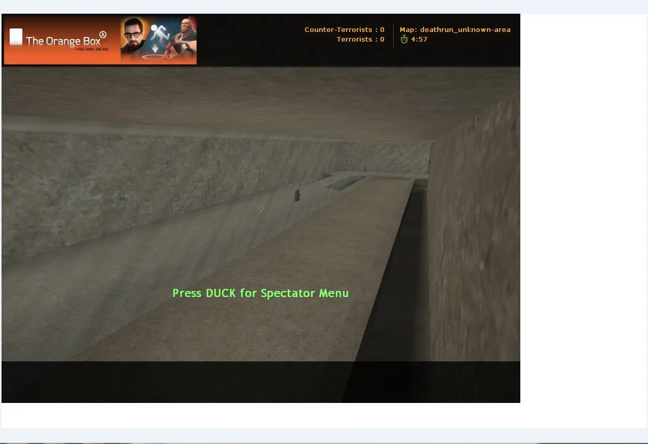 Скриншот  Deathrun карта deathrun_unknown_area для CS 1.6: баланс, маршруты, .nav и оптимизация wpoly/epoly