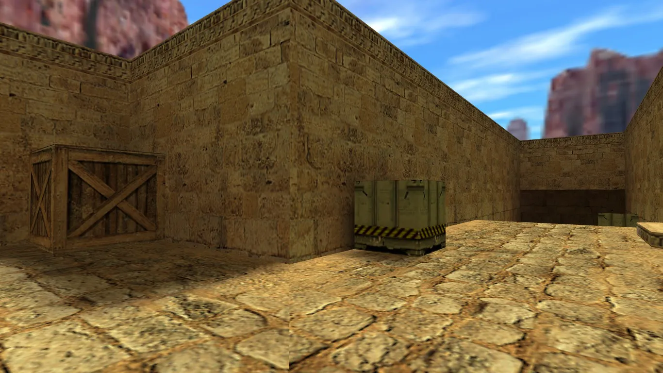 Скриншот  Карта de_dust2_2018 для CS 1.6: баланс сторон, точки, .nav и оптимизация wpoly/epoly